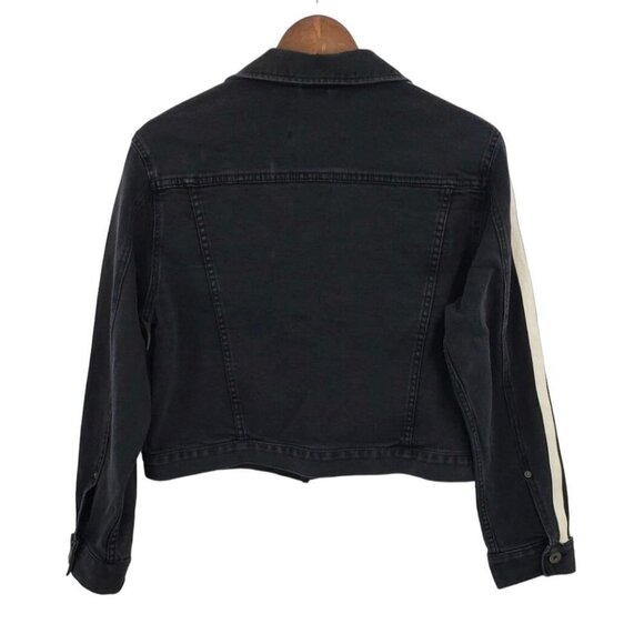 Pistola Black Jean Jacket Women Small 4 6 8 Oversized Cropped Stripe Modal Denim - Picture 2 of 12